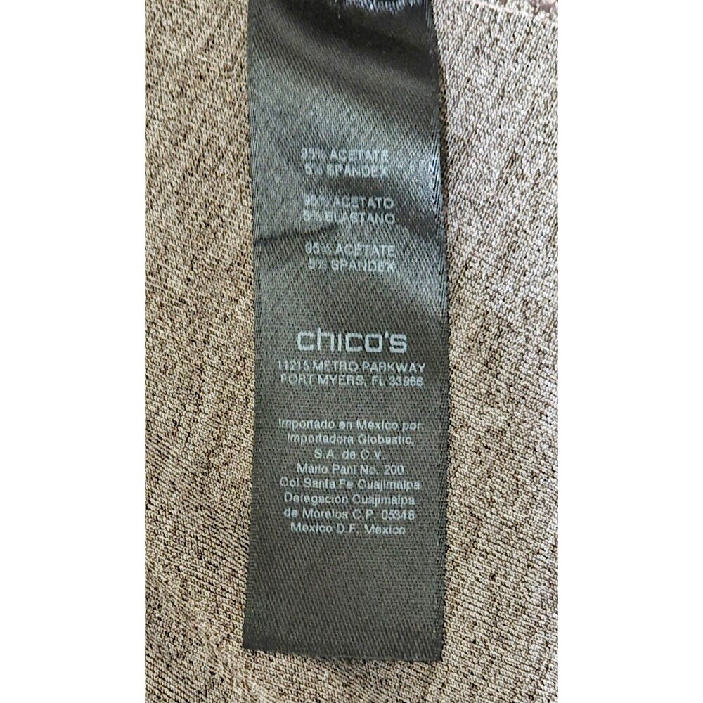 CHICO'S TRAVELERS Shimmery Taupe Waterfall Cardigan 3/4 Sleeves Med 8 Chicos 1 - Picture 6 of 10